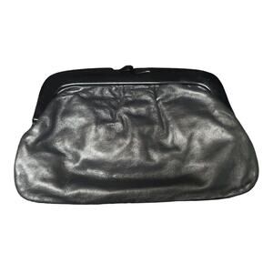 Vintage Genuine Leather Made In Italy Black Clutch Hand Held Purse